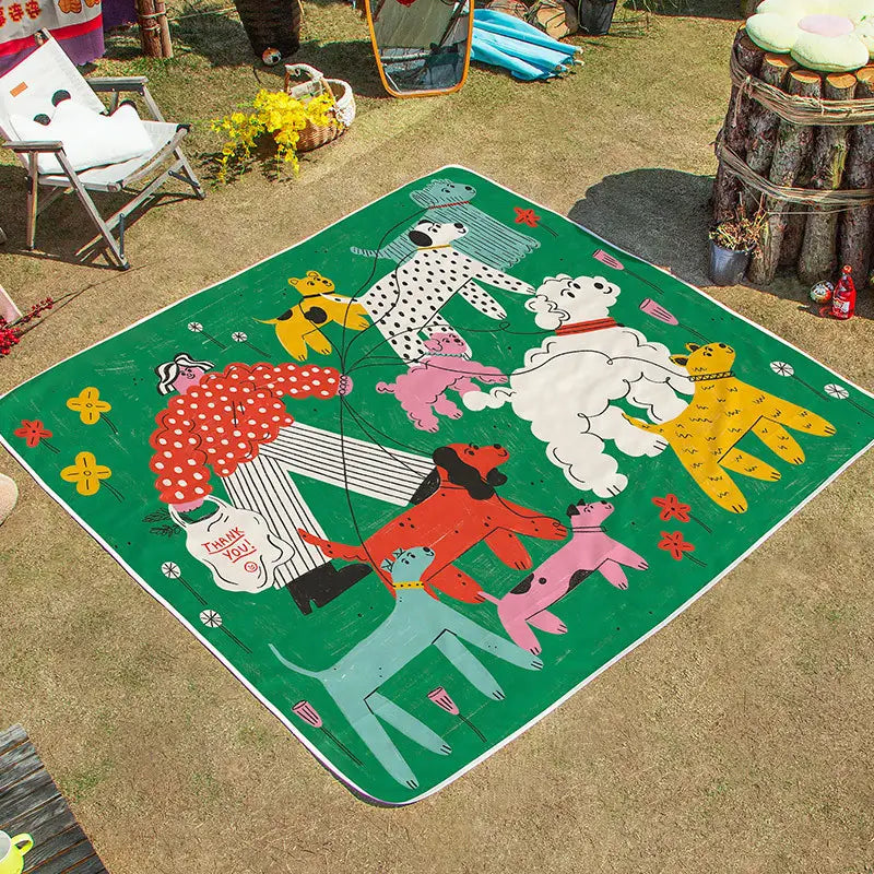 Feuchtigkeitsdichte Cartoon-Hund-Picknickdecke